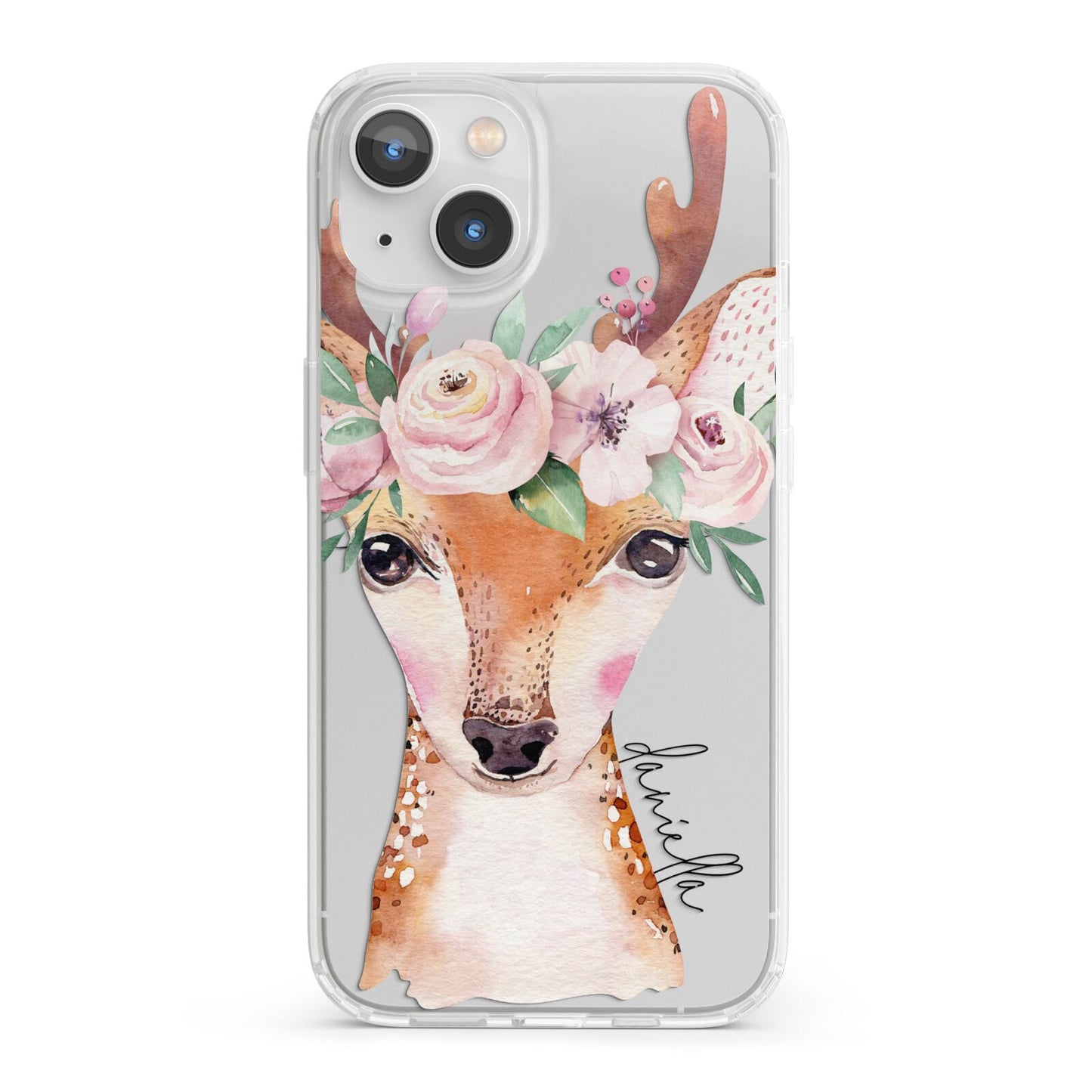 Personalised Deer iPhone 13 Clear Bumper Case