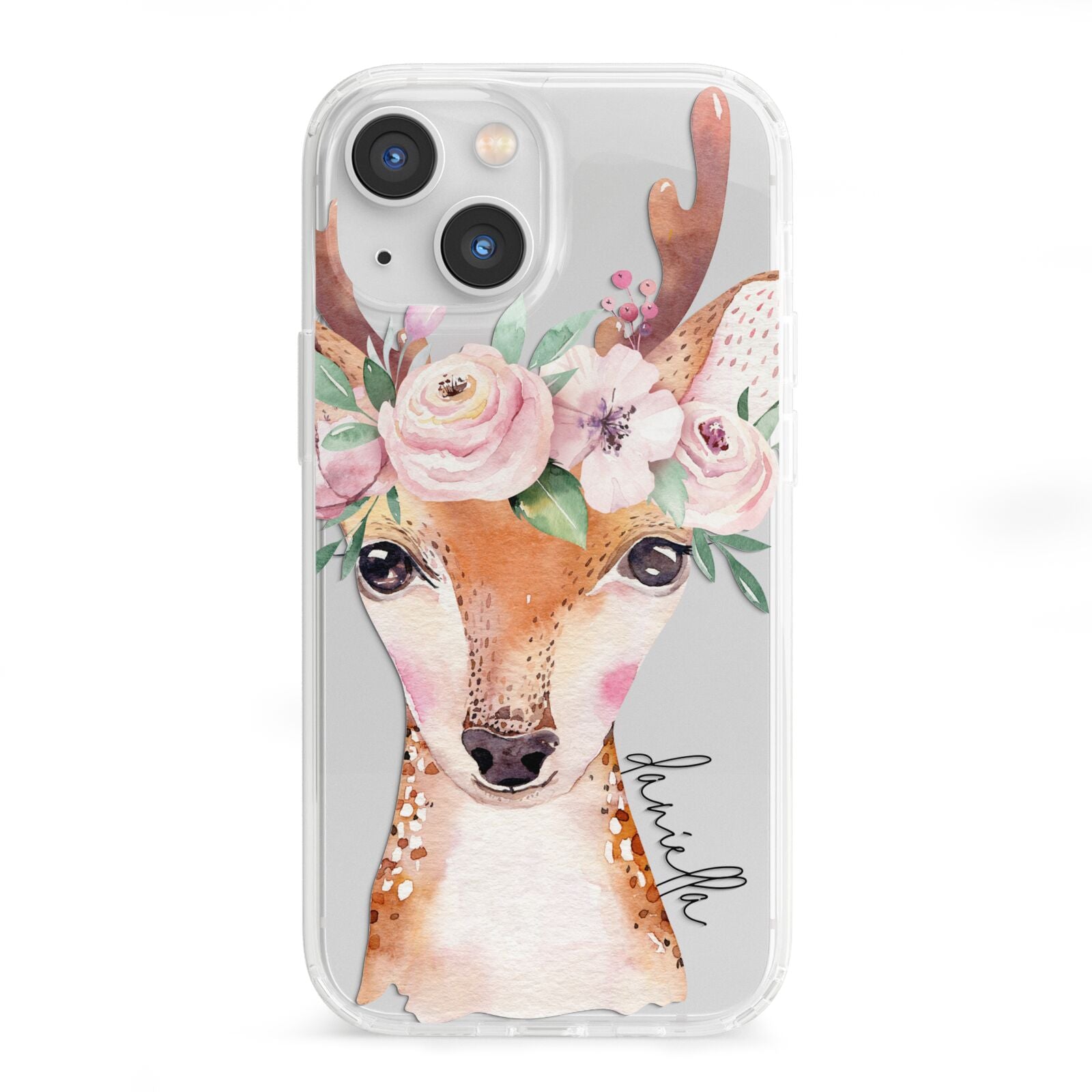 Personalised Deer iPhone 13 Mini Clear Bumper Case