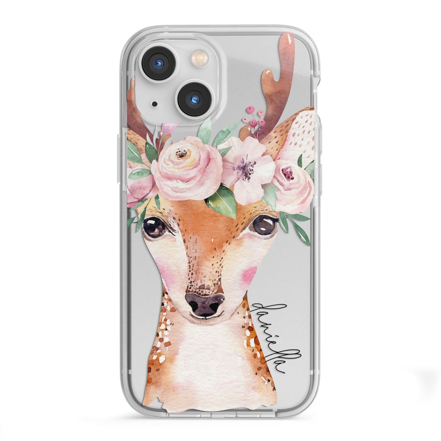 Personalised Deer iPhone 13 Mini TPU Impact Case with White Edges