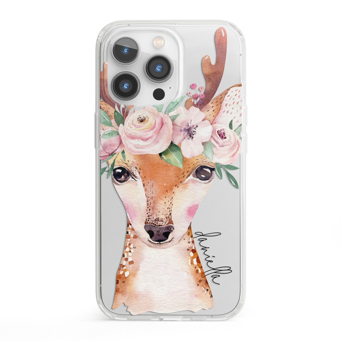 Personalised Deer iPhone 13 Pro Clear Bumper Case