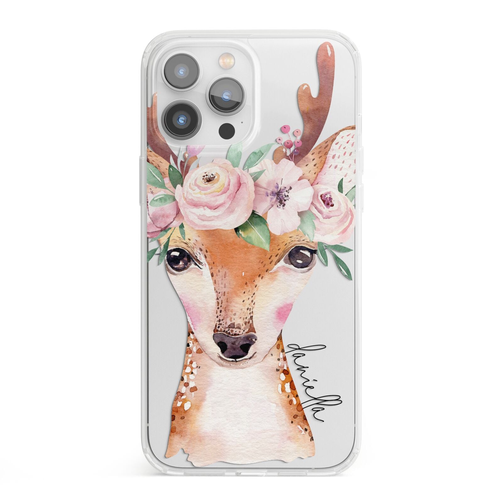 Personalised Deer iPhone 13 Pro Max Clear Bumper Case