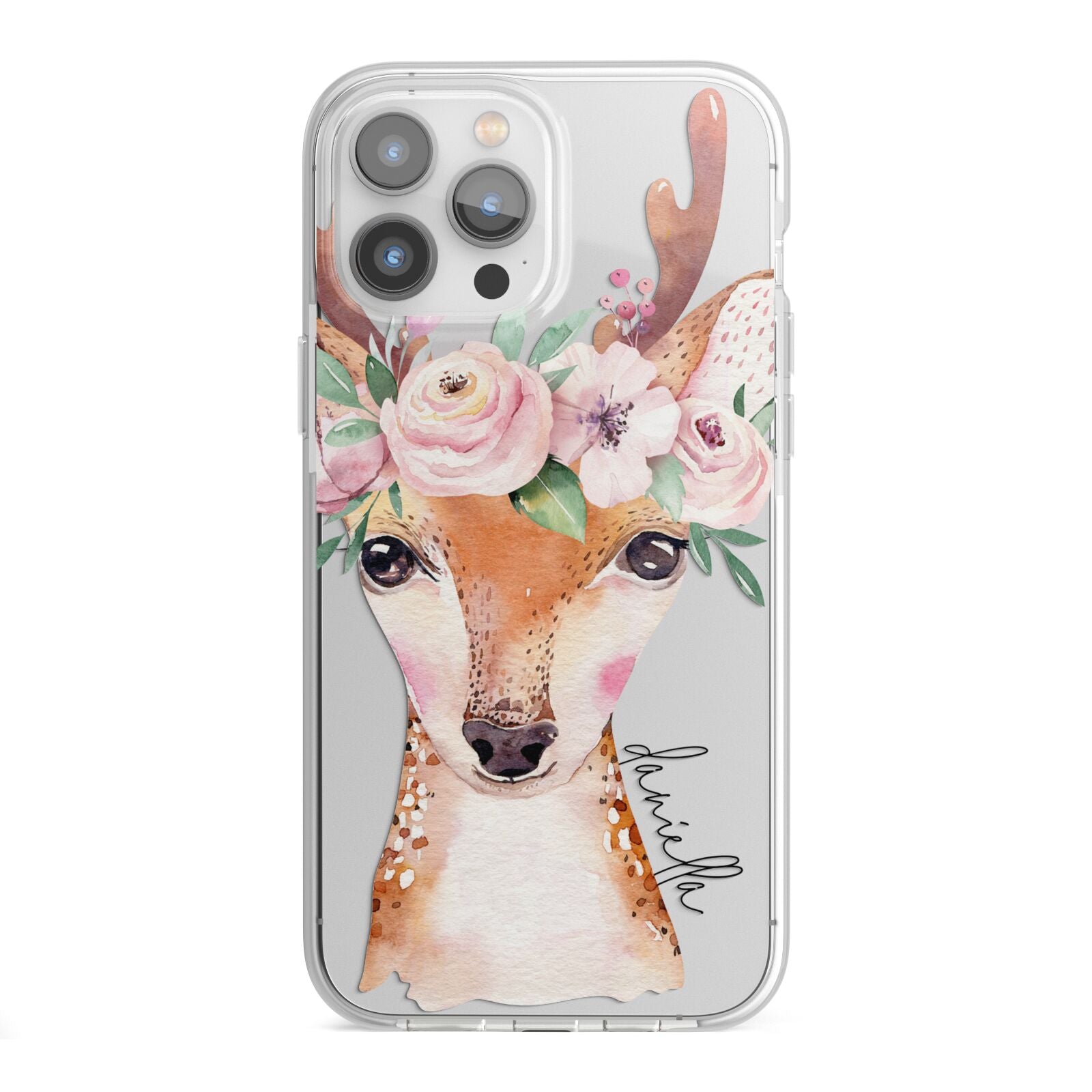 Personalised Deer iPhone 13 Pro Max TPU Impact Case with White Edges