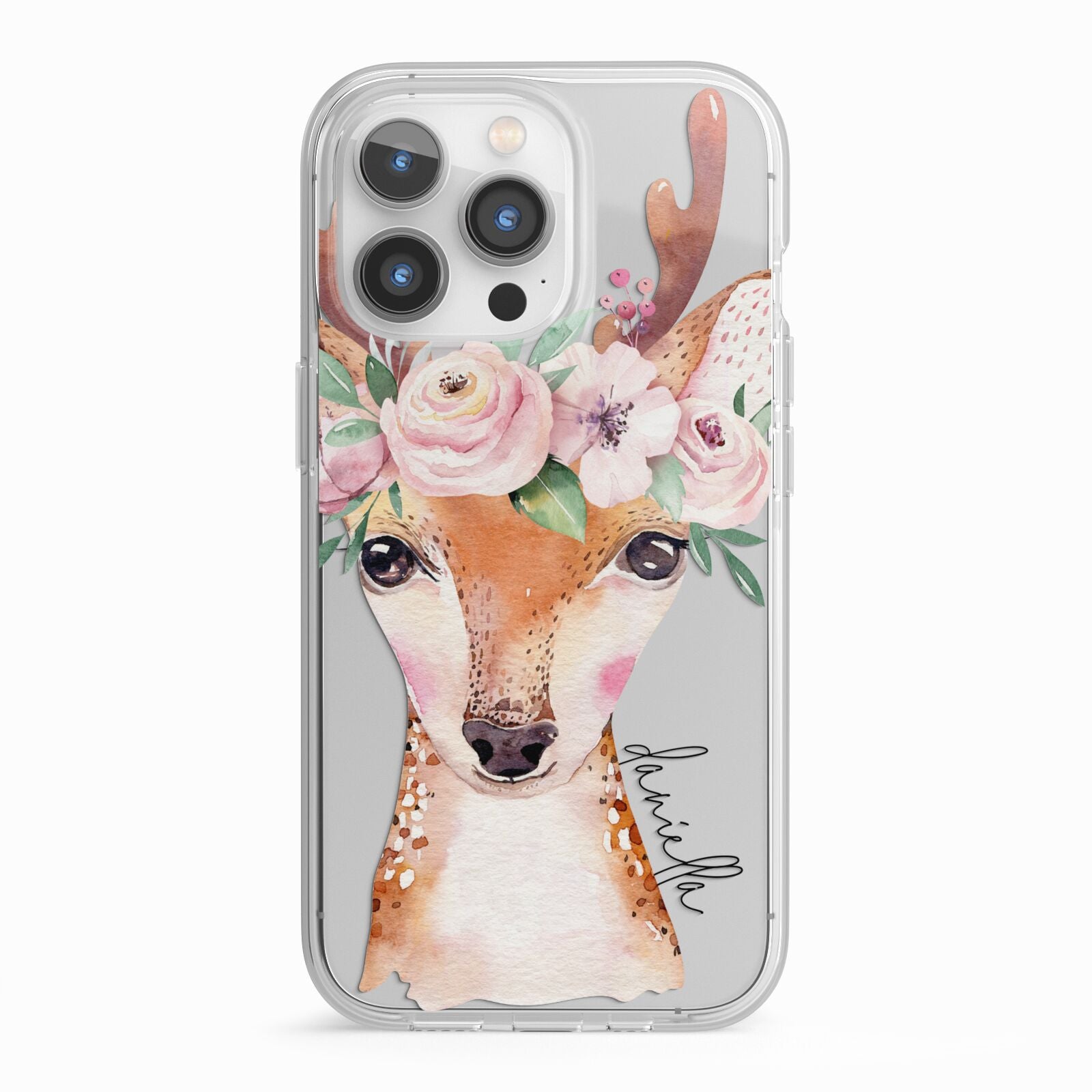 Personalised Deer iPhone 13 Pro TPU Impact Case with White Edges