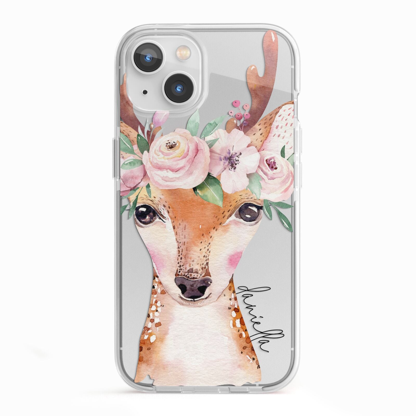 Personalised Deer iPhone 13 TPU Impact Case with White Edges