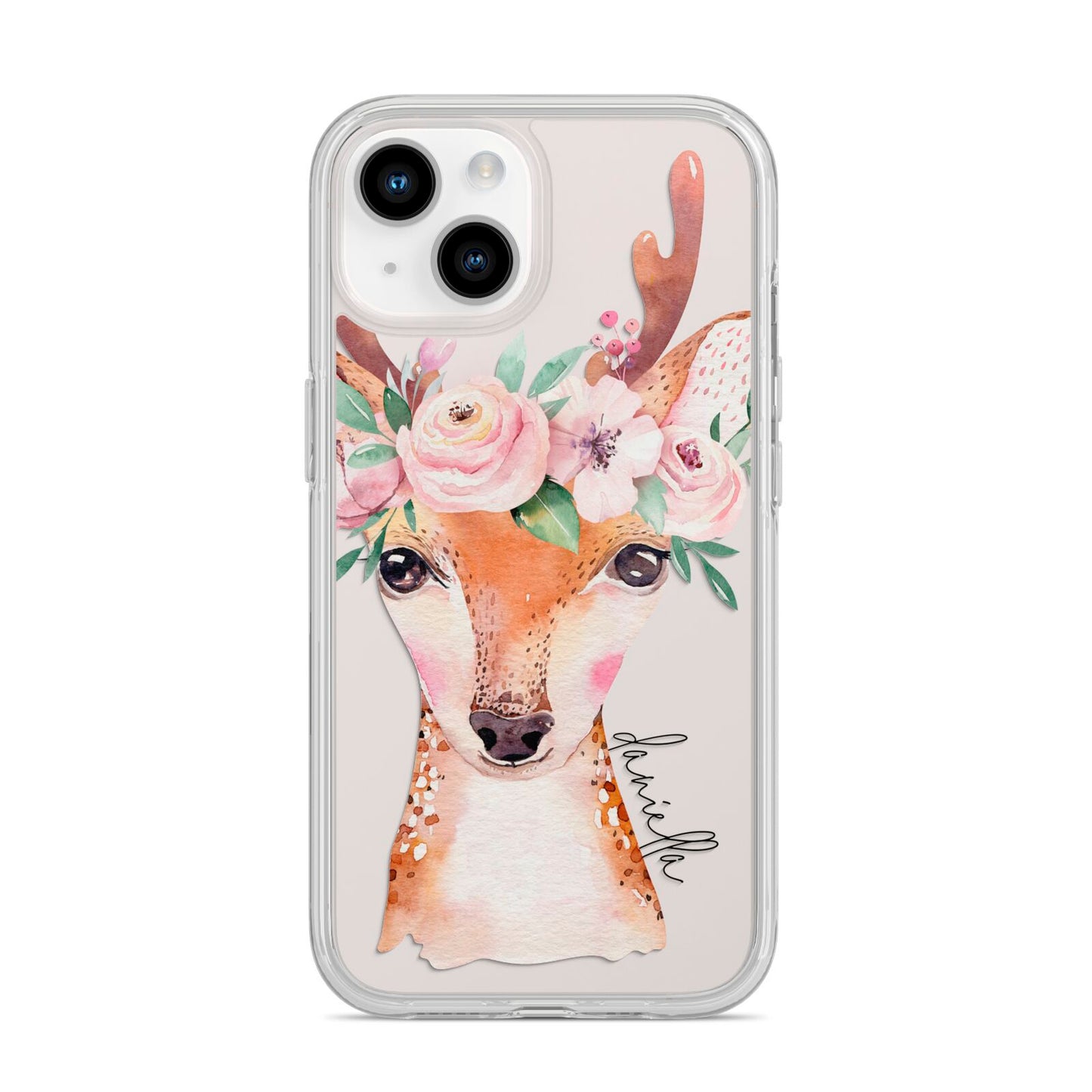 Personalised Deer iPhone 14 Clear Tough Case Starlight