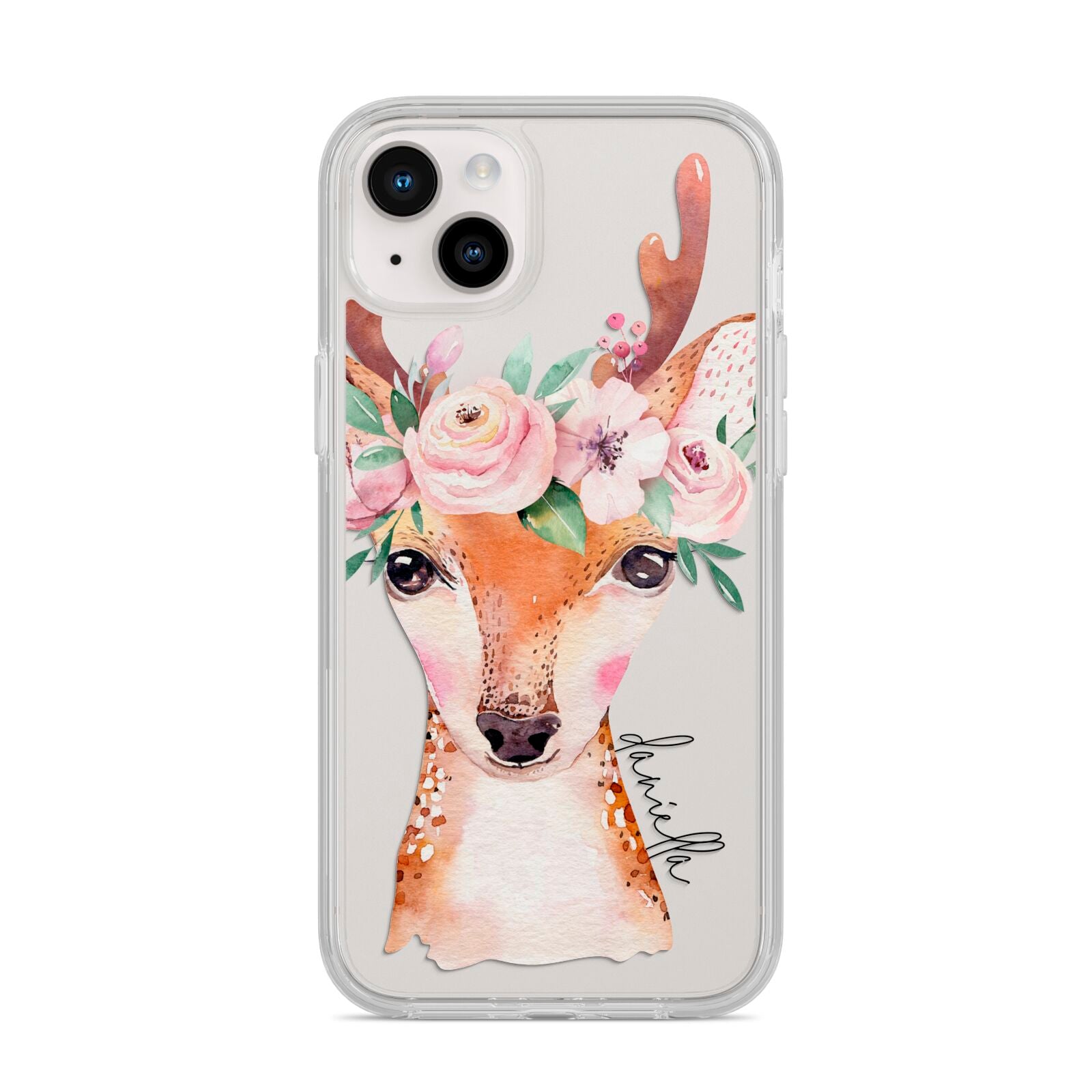 Personalised Deer iPhone 14 Plus Clear Tough Case Starlight