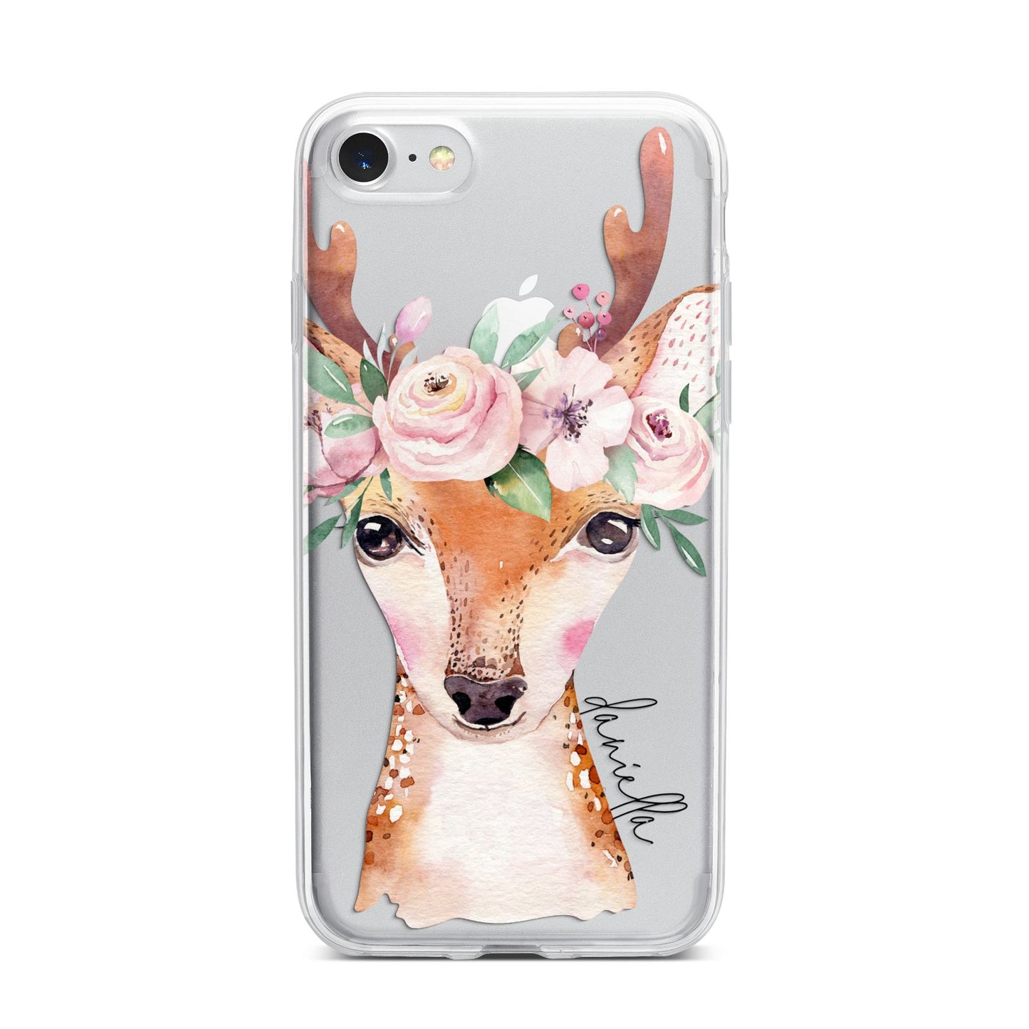 Personalised Deer iPhone 7 Bumper Case on Silver iPhone