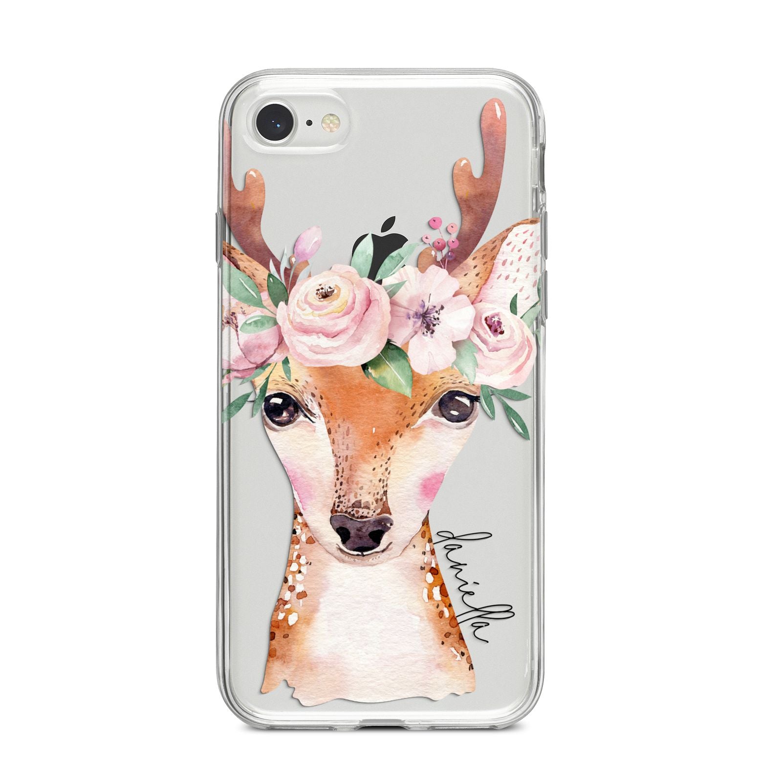 Personalised Deer iPhone 8 Bumper Case on Silver iPhone