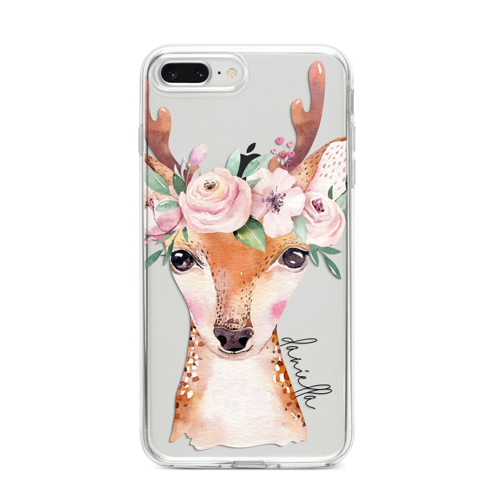 Personalised Deer iPhone 8 Plus Bumper Case on Silver iPhone