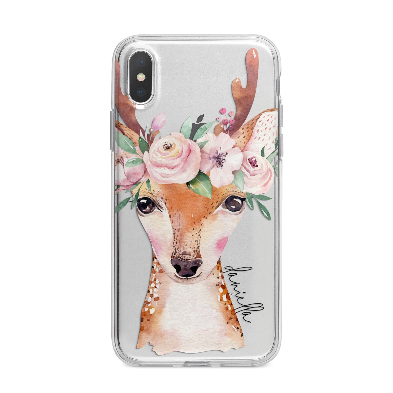 Personalised Deer iPhone X Bumper Case on Silver iPhone Alternative Image 1