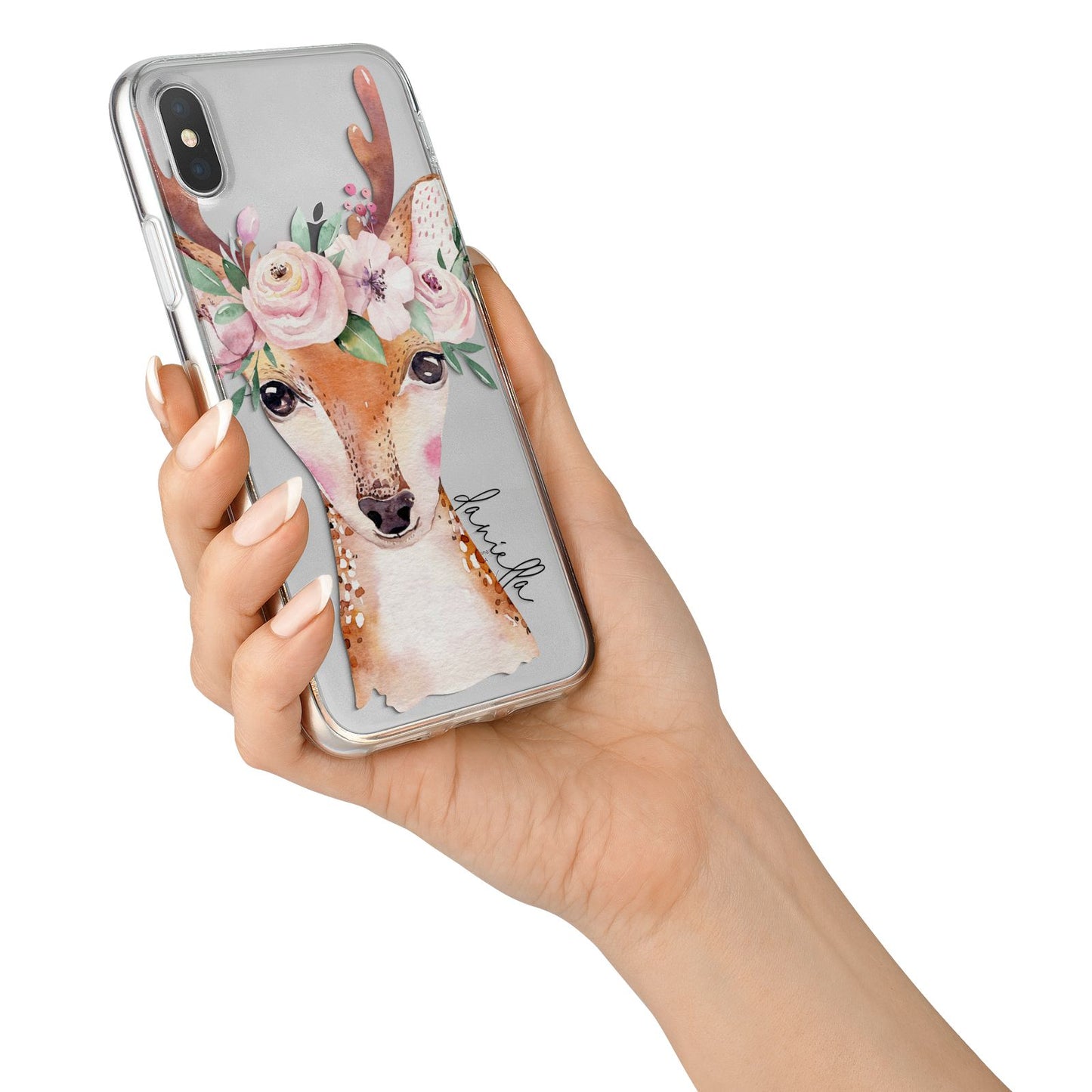 Personalised Deer iPhone X Bumper Case on Silver iPhone Alternative Image 2