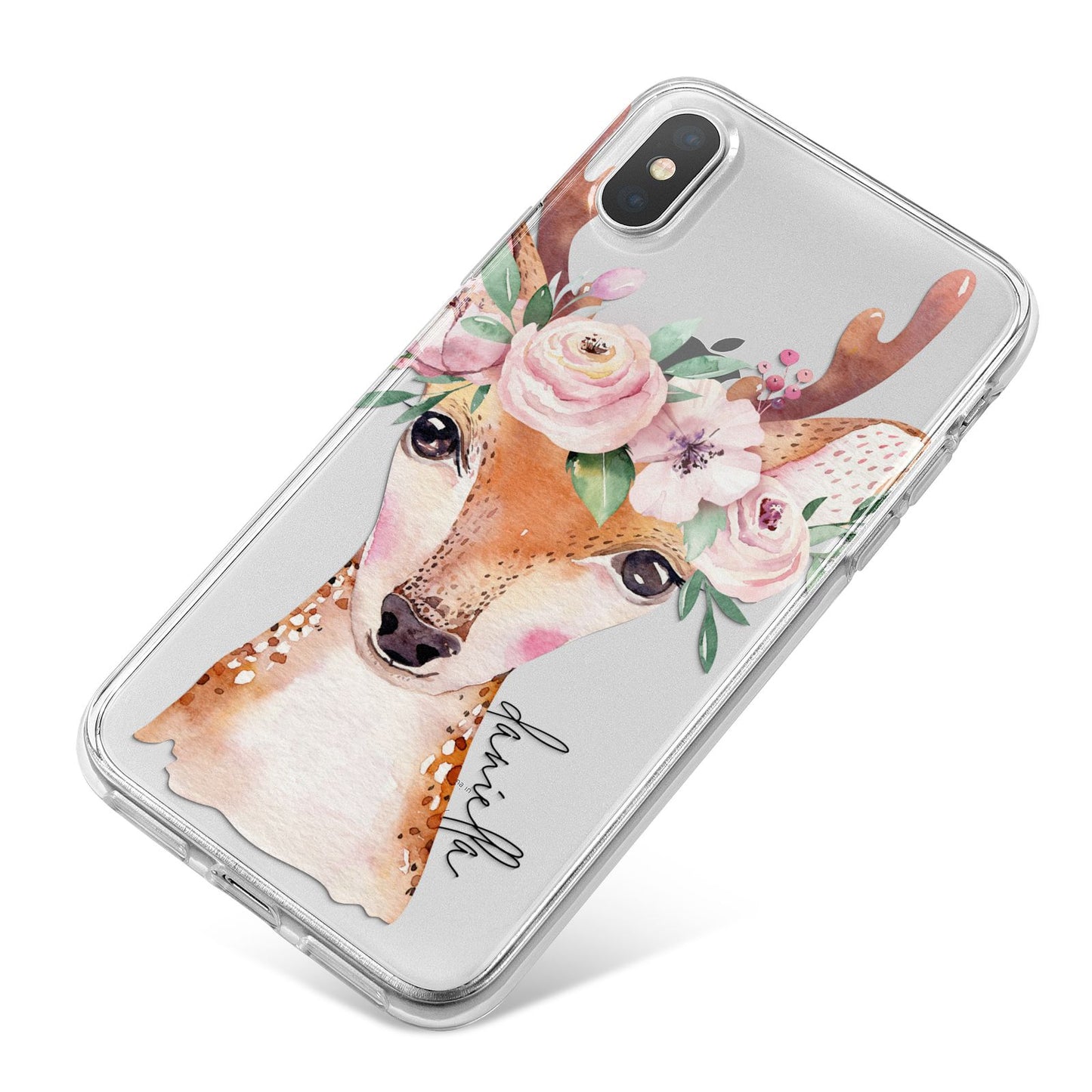 Personalised Deer iPhone X Bumper Case on Silver iPhone