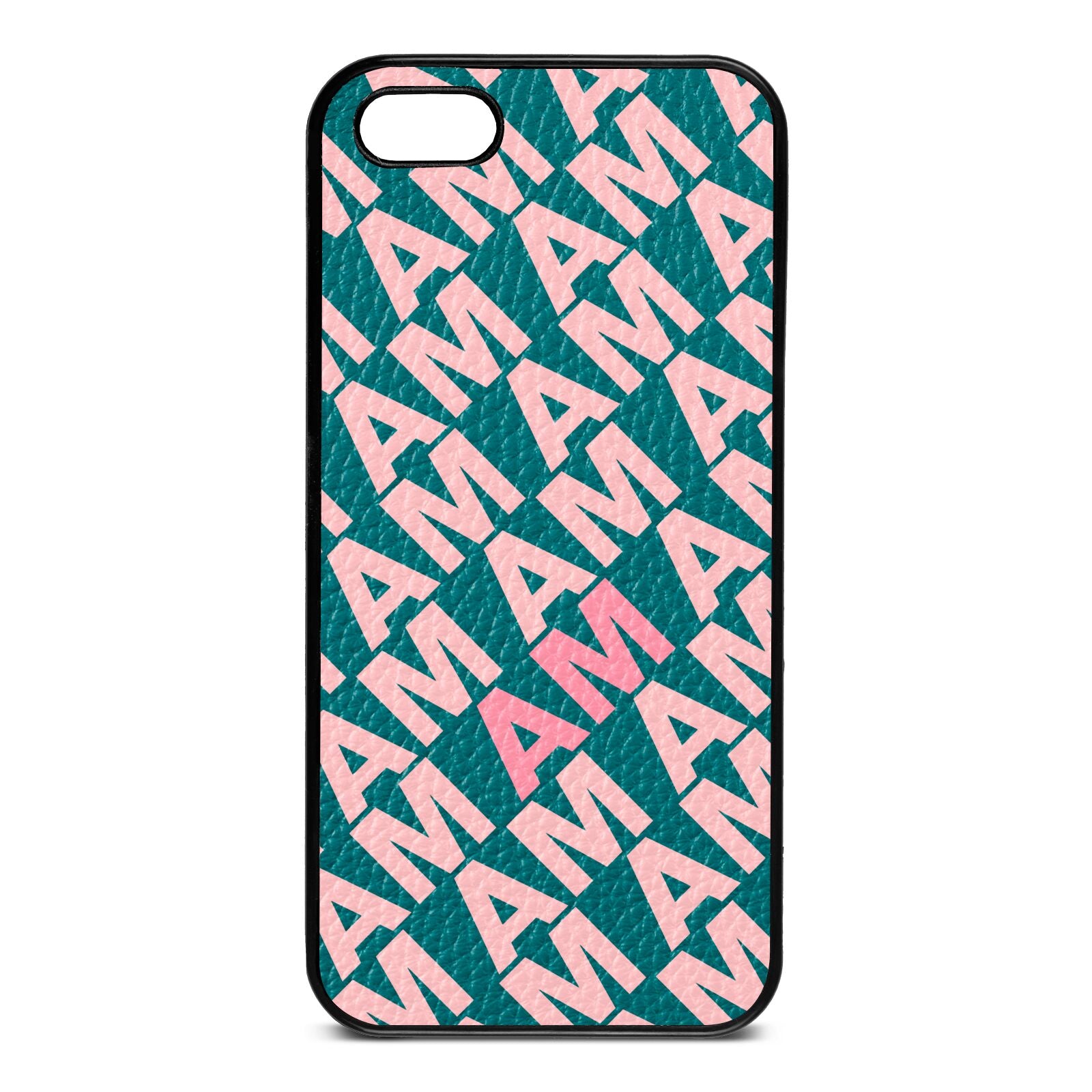 Personalised Diagonal Bold Initials Green Pebble Leather iPhone 5 Case