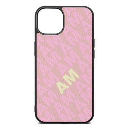 Personalised Diagonal Bold Initials Pink Pebble Leather iPhone 13 Case