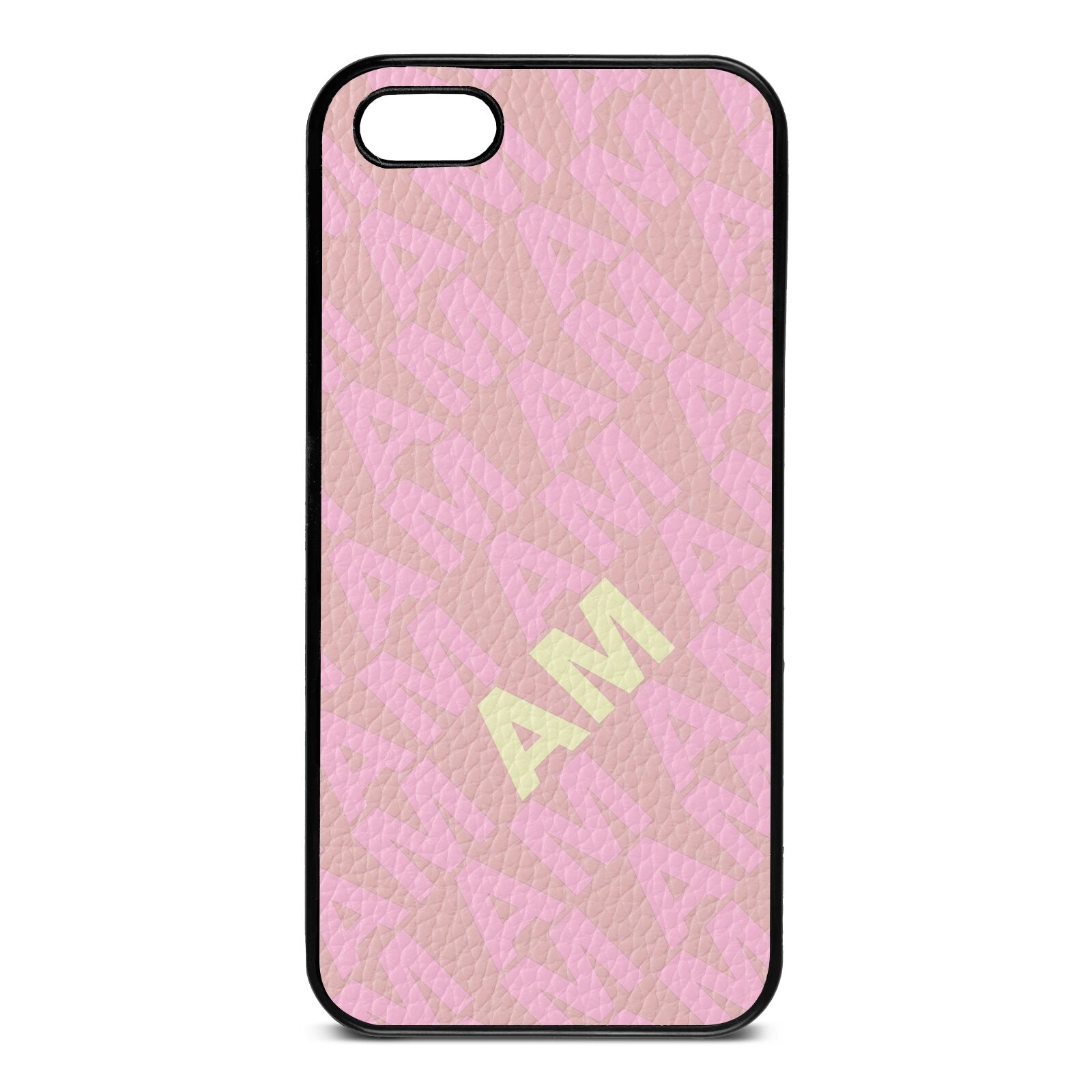 Personalised Diagonal Bold Initials Pink Pebble Leather iPhone 5 Case