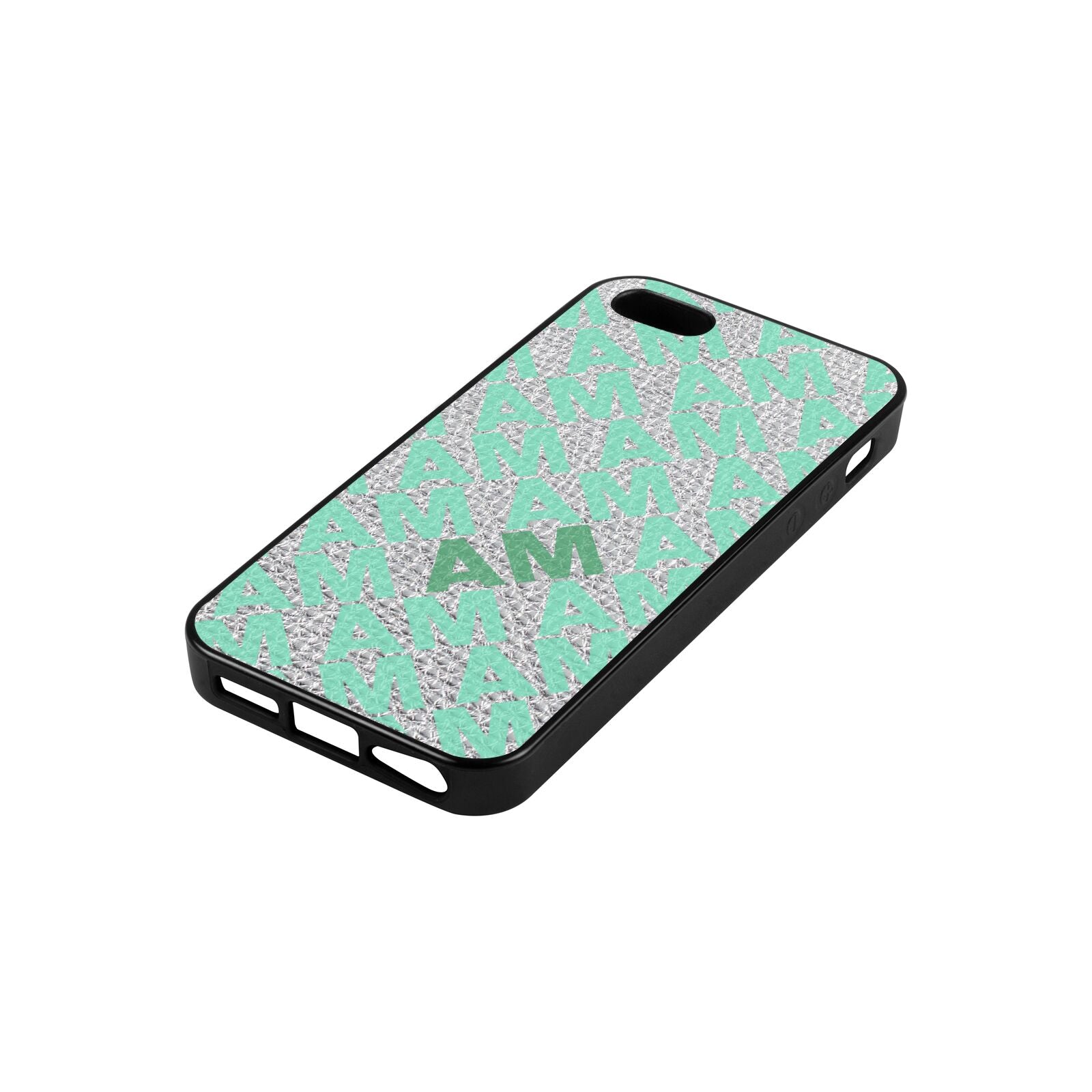 Personalised Diagonal Bold Initials Silver Pebble Leather iPhone 5 Case Side Angle