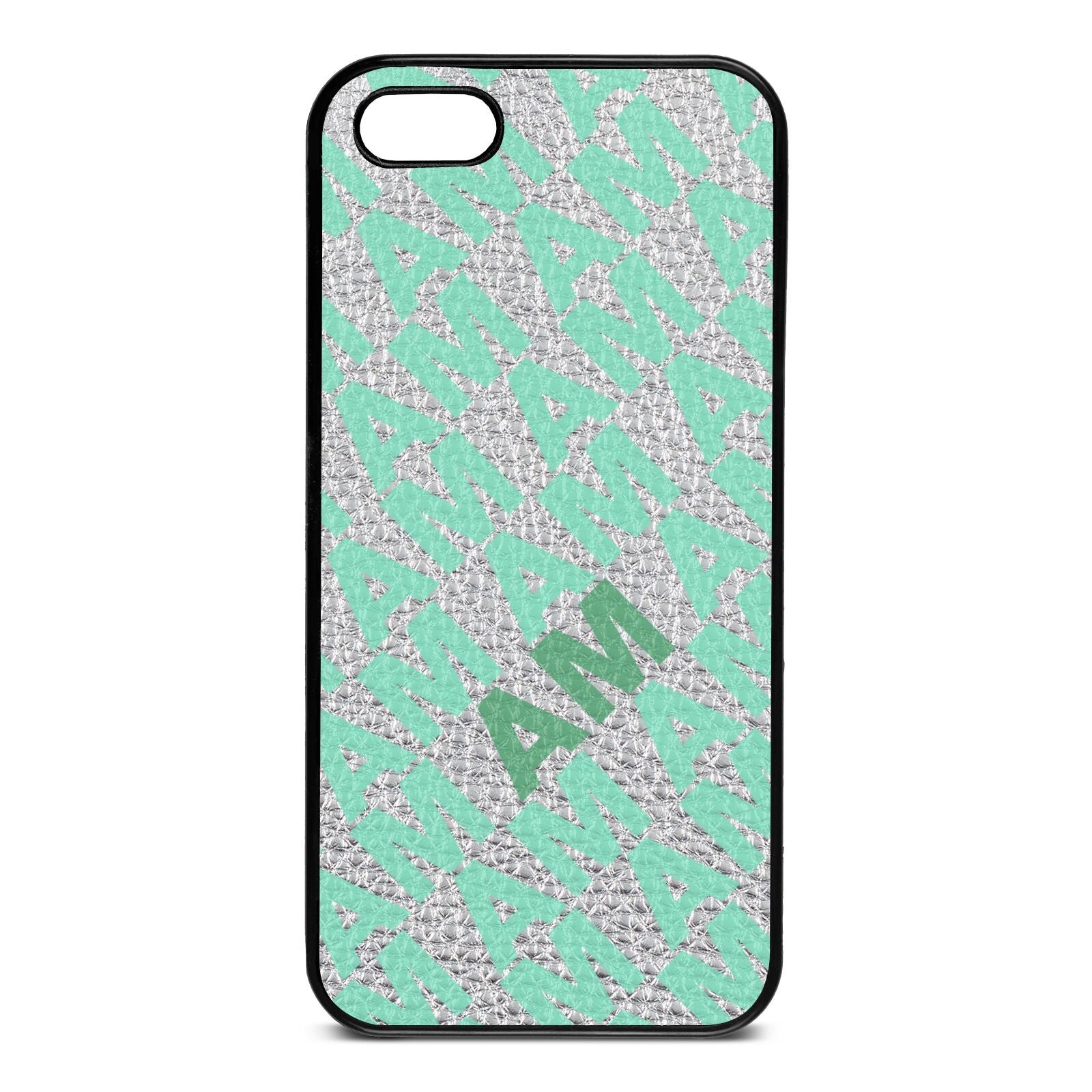 Personalised Diagonal Bold Initials Silver Pebble Leather iPhone 5 Case