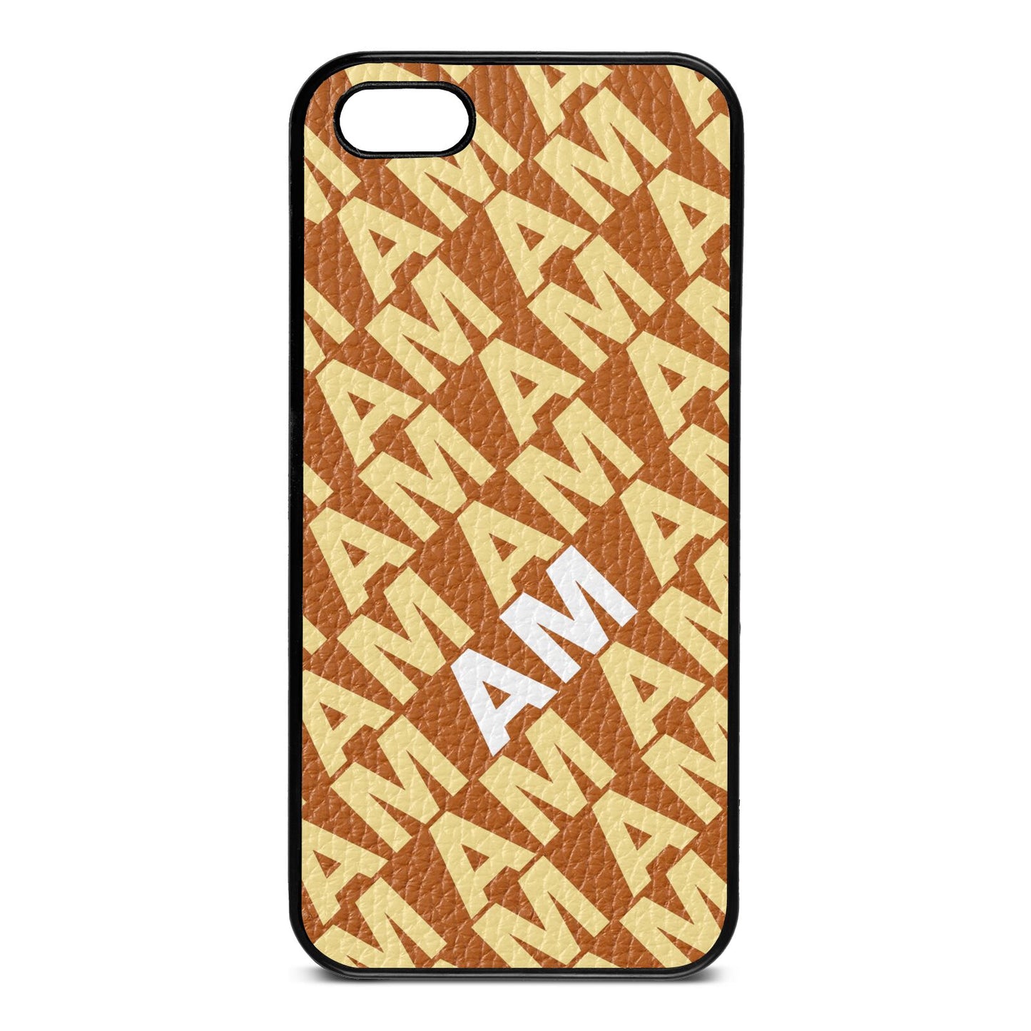 Personalised Diagonal Bold Initials Tan Pebble Leather iPhone 5 Case