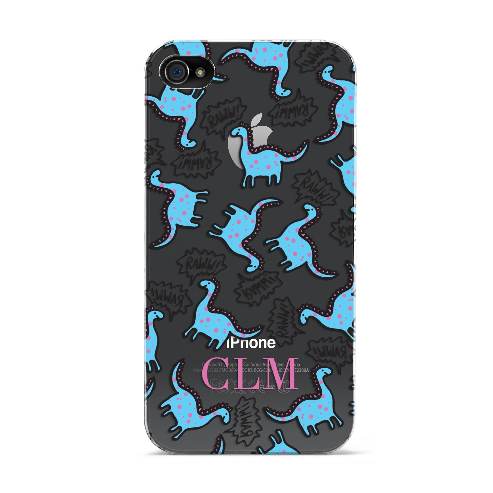 Personalised Dino Initials Clear Apple iPhone 4s Case