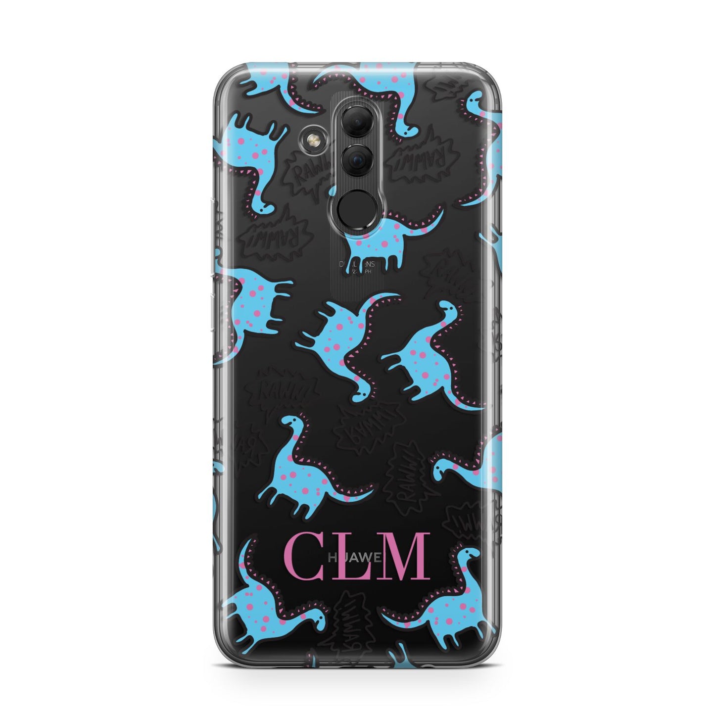 Personalised Dino Initials Clear Huawei Mate 20 Lite