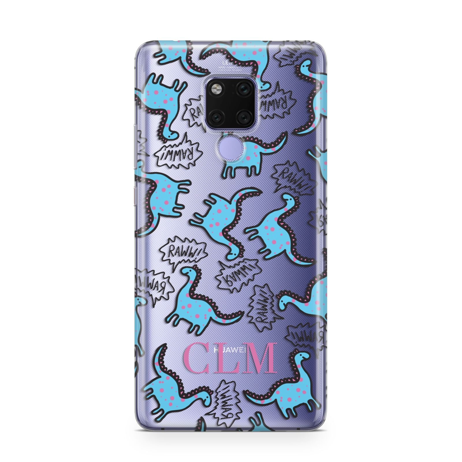 Personalised Dino Initials Clear Huawei Mate 20X Phone Case