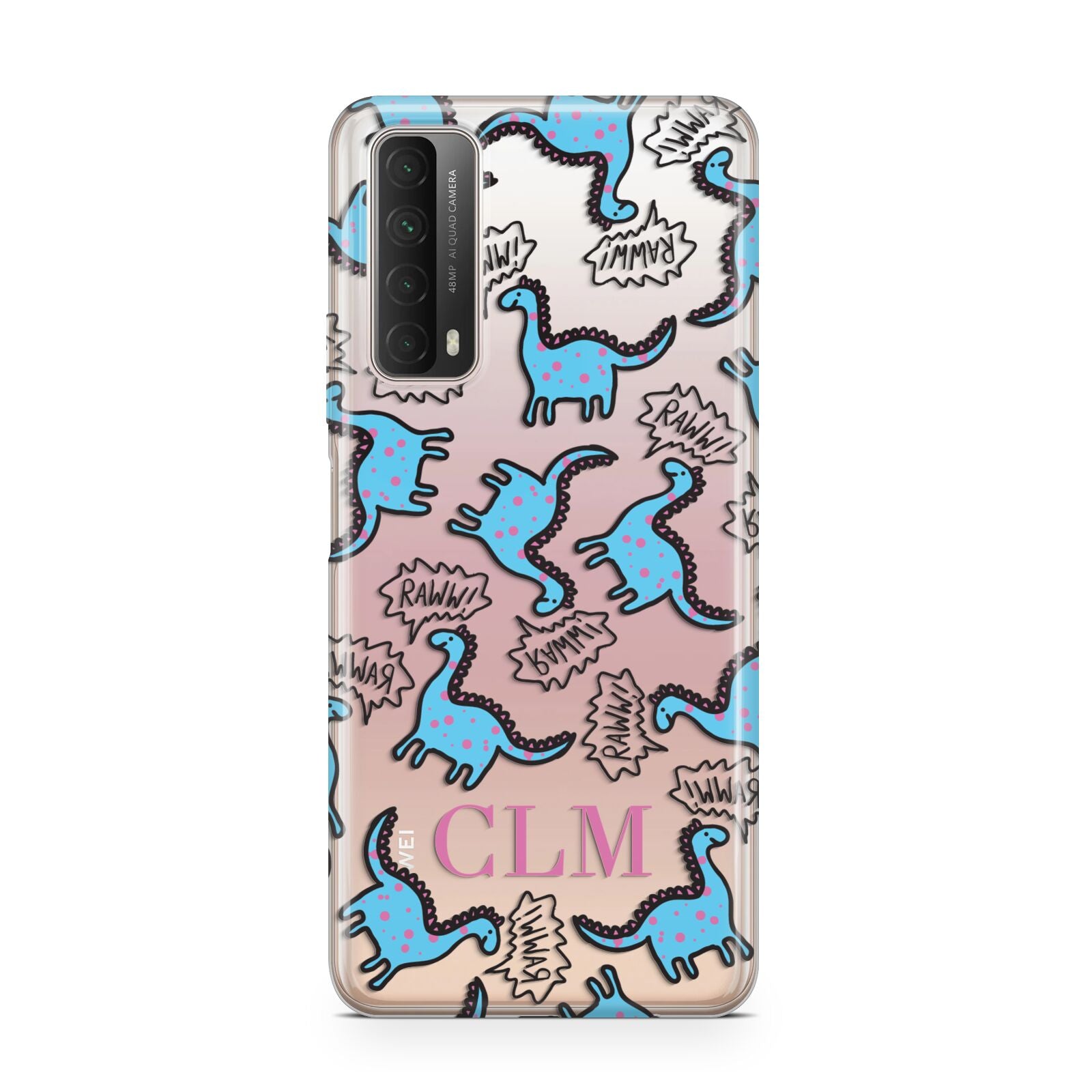 Personalised Dino Initials Clear Huawei P Smart 2021