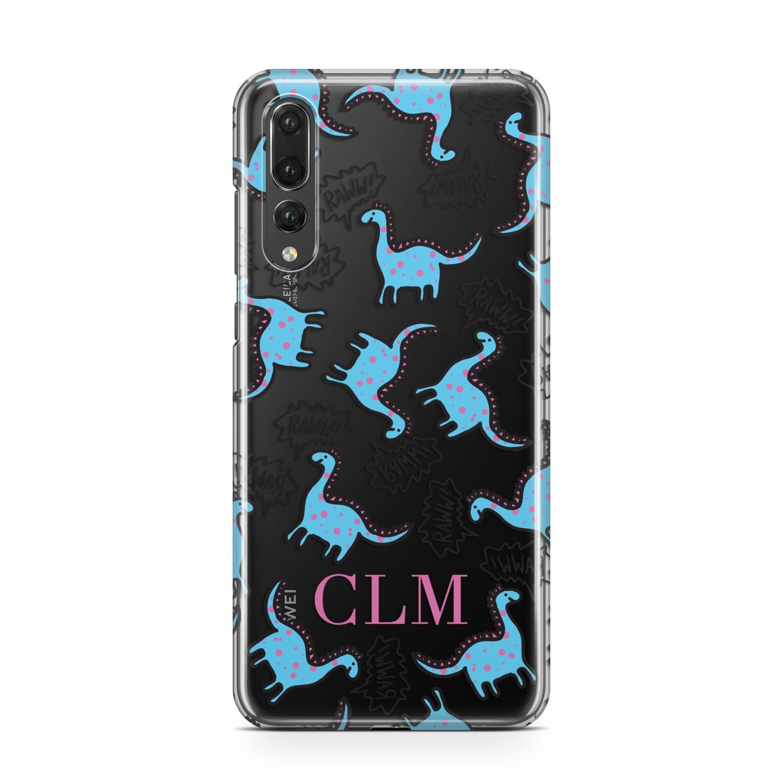 Personalised Dino Initials Clear Huawei P20 Pro Phone Case