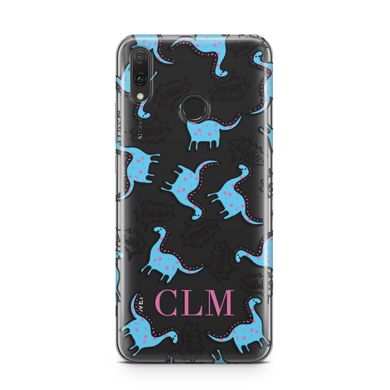 Personalised Dino Initials Clear Huawei Y9 2019