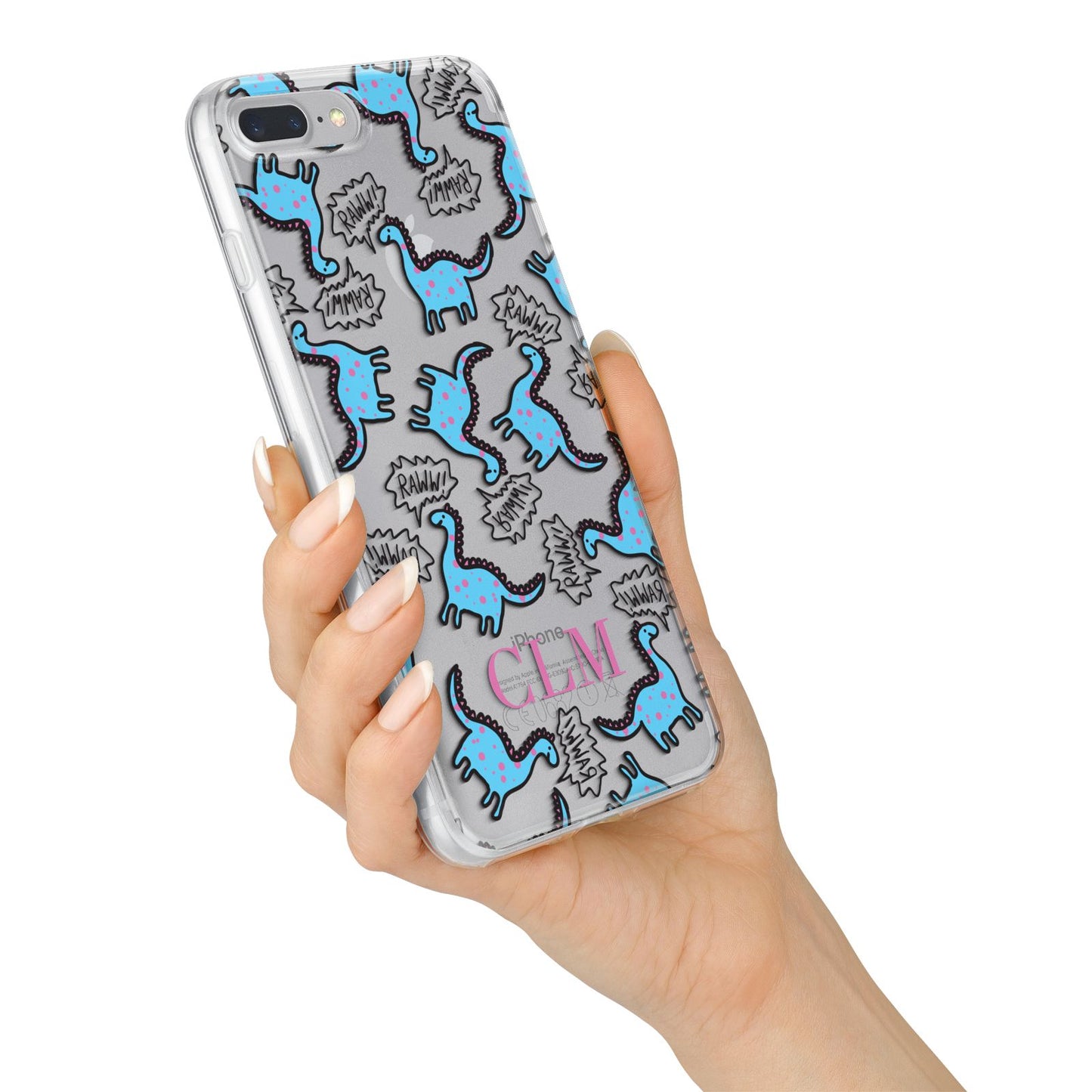 Personalised Dino Initials Clear iPhone 7 Plus Bumper Case on Silver iPhone Alternative Image