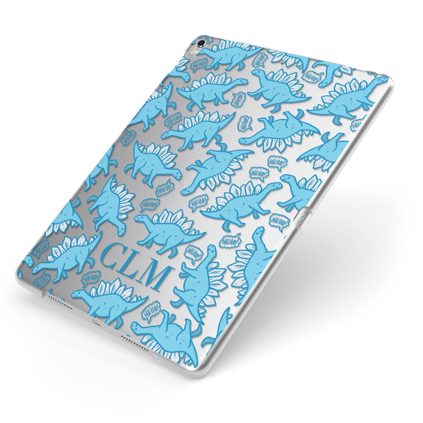 Personalised Dinosaur Initials Apple iPad Case on Silver iPad Side View