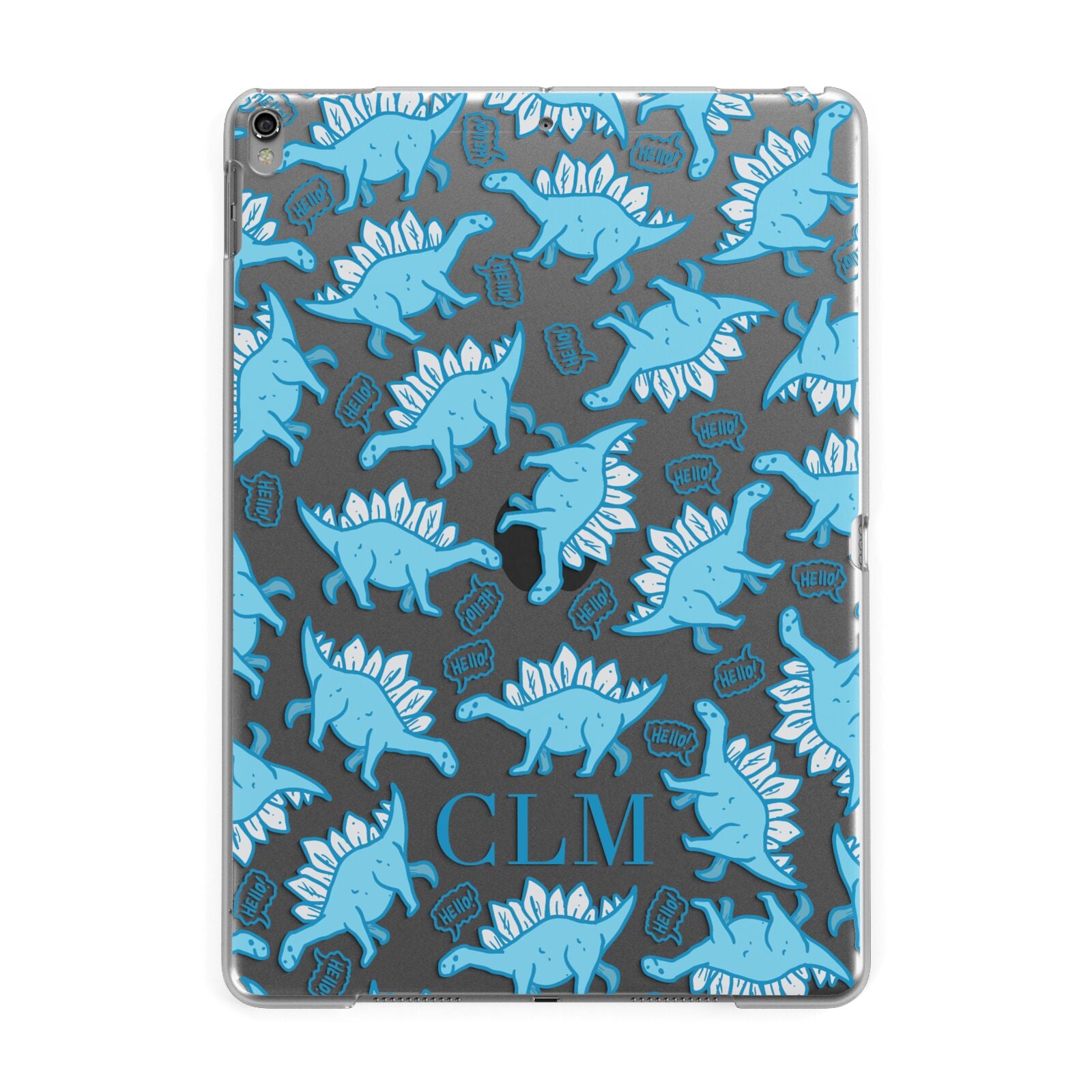 Personalised Dinosaur Initials Apple iPad Grey Case