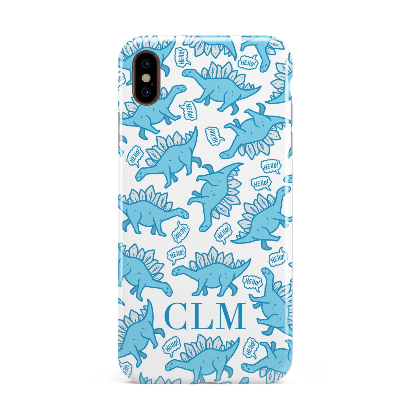 Personalised Dinosaur Initials Apple iPhone Xs Max 3D Tough Case