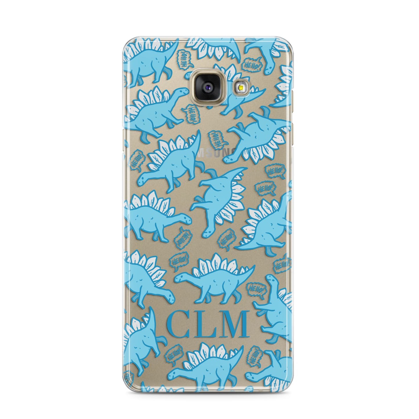 Personalised Dinosaur Initials Samsung Galaxy A3 2016 Case on gold phone
