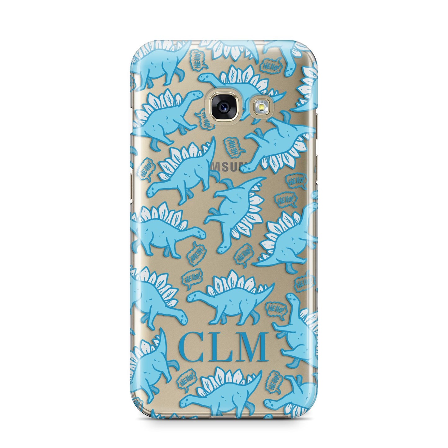 Personalised Dinosaur Initials Samsung Galaxy A3 2017 Case on gold phone