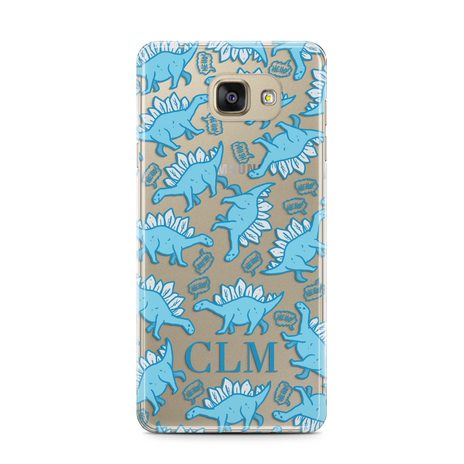 Personalised Dinosaur Initials Samsung Galaxy A7 2016 Case on gold phone