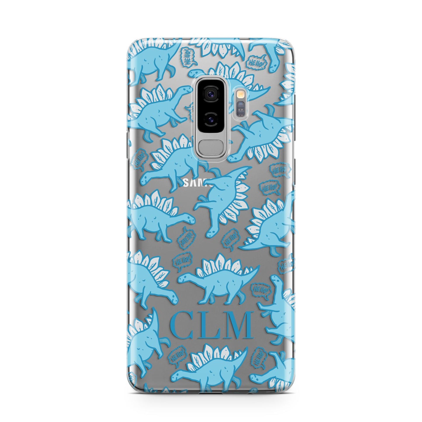 Personalised Dinosaur Initials Samsung Galaxy S9 Plus Case on Silver phone