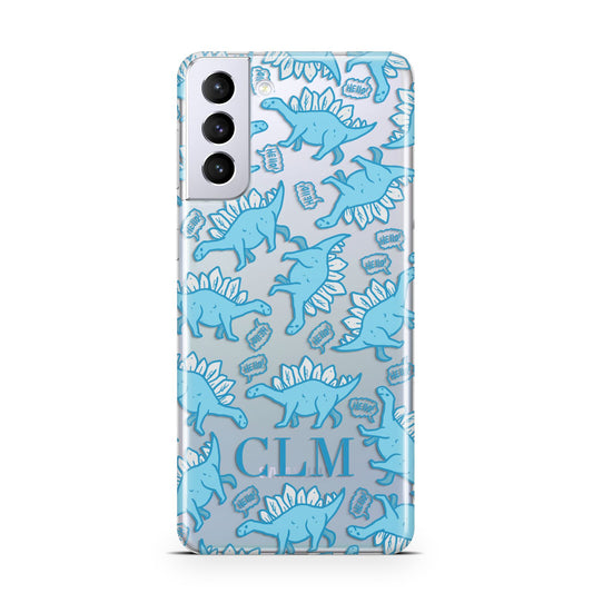 Personalised Dinosaur Initials Samsung S21 Plus Phone Case