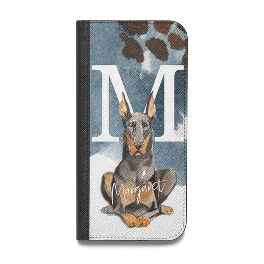 Personalised Doberman Dog Vegan Leather Flip Samsung Case