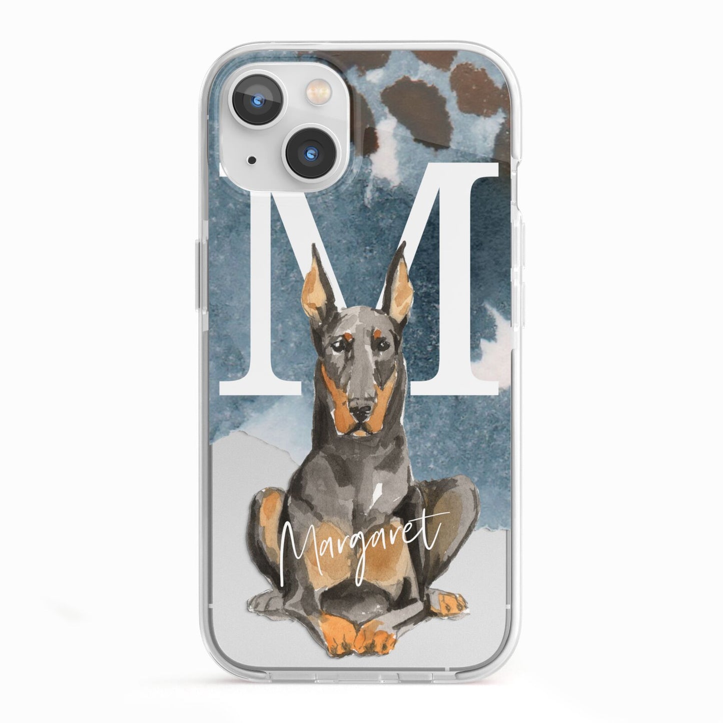 Personalised Doberman Dog iPhone 13 TPU Impact Case with White Edges