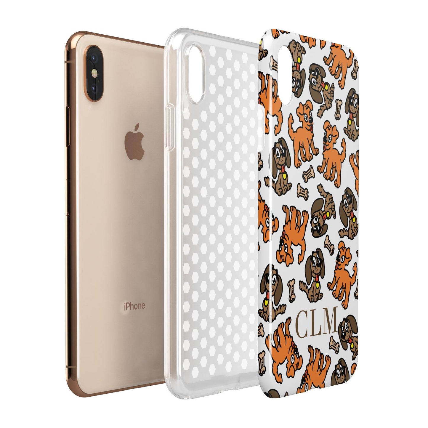 Personalised Dogs Initials Clear Apple iPhone Xs Max 3D Tough Case Expanded View