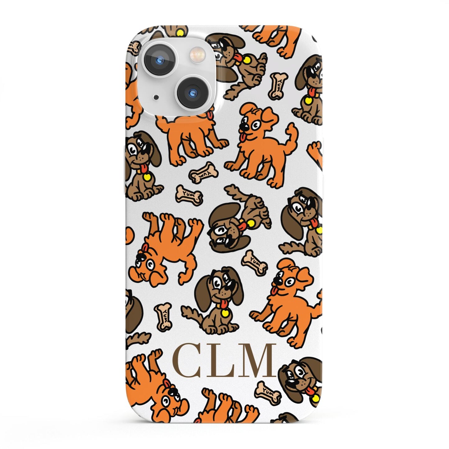 Personalised Dogs Initials Clear iPhone 13 Full Wrap 3D Snap Case