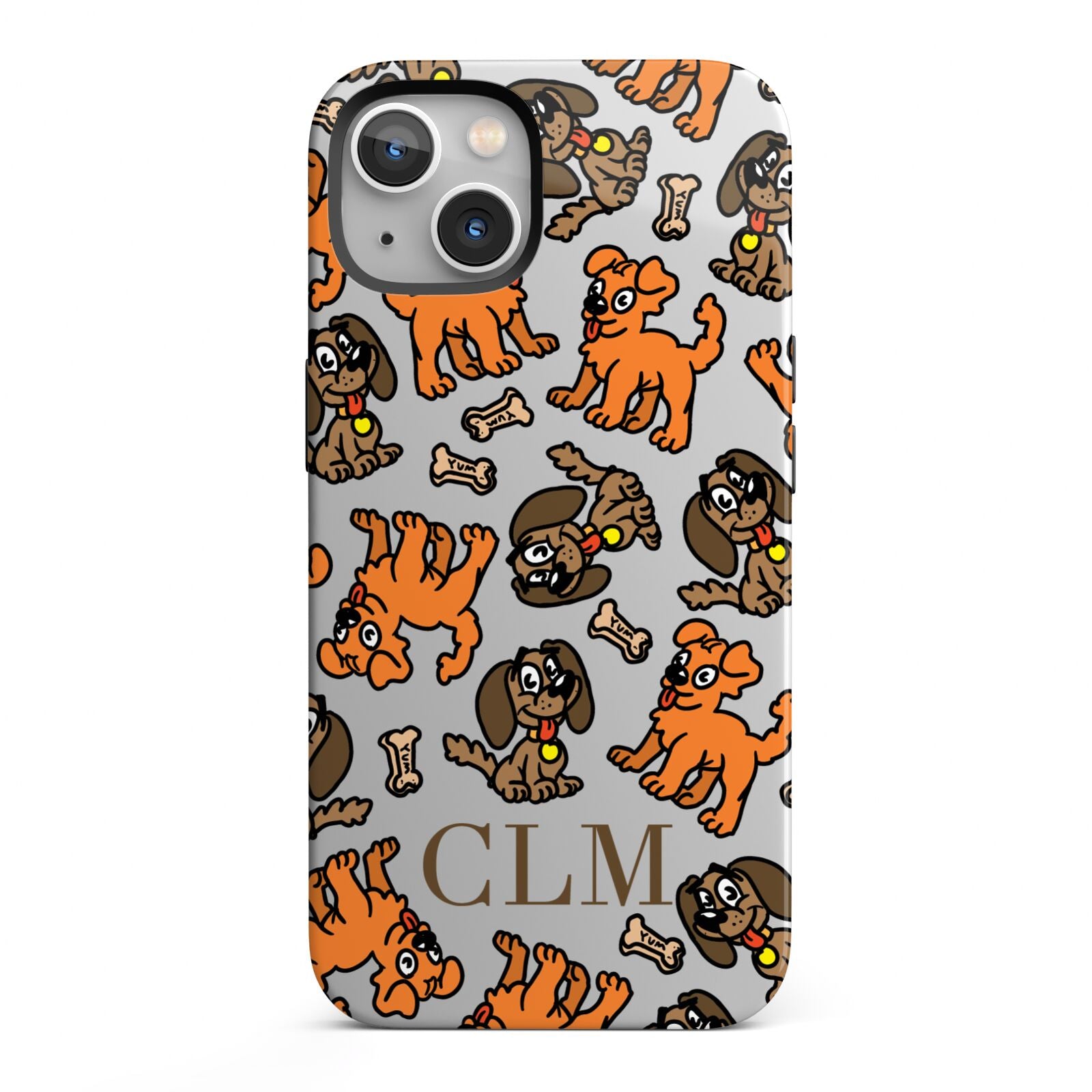 Personalised Dogs Initials Clear iPhone 13 Full Wrap 3D Tough Case