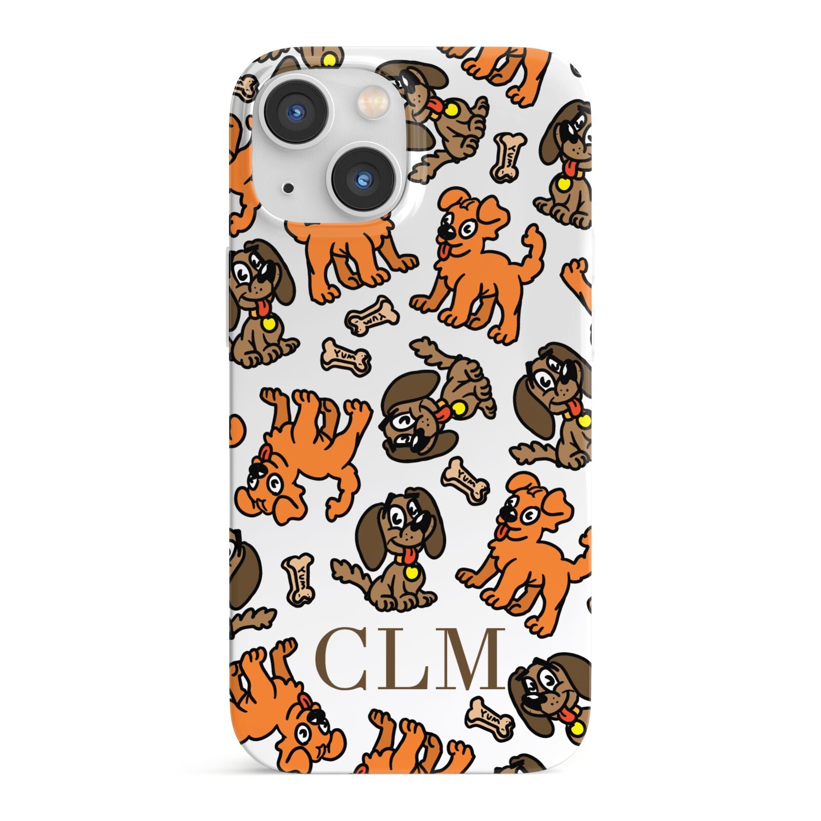 Personalised Dogs Initials Clear iPhone 13 Mini Full Wrap 3D Snap Case