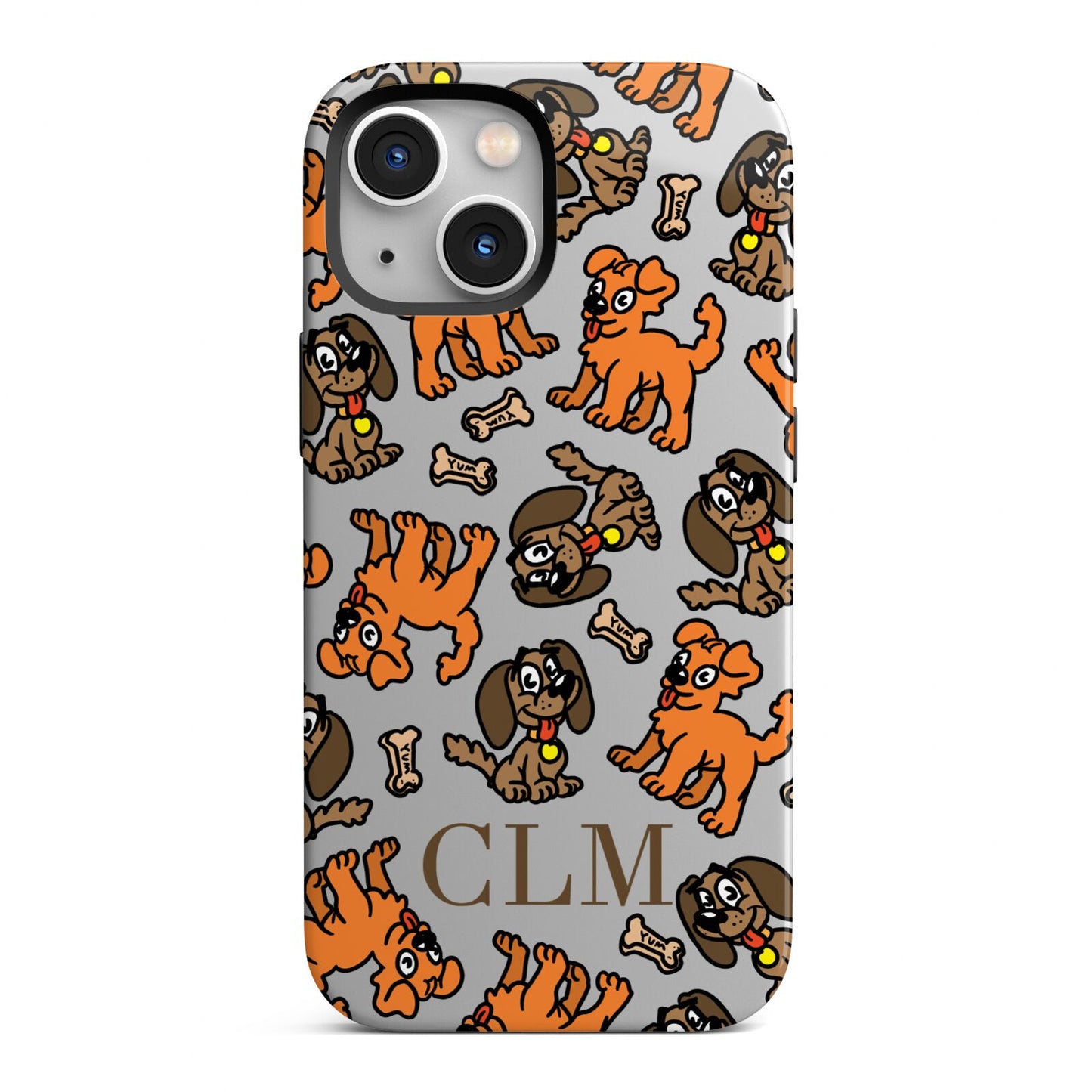 Personalised Dogs Initials Clear iPhone 13 Mini Full Wrap 3D Tough Case