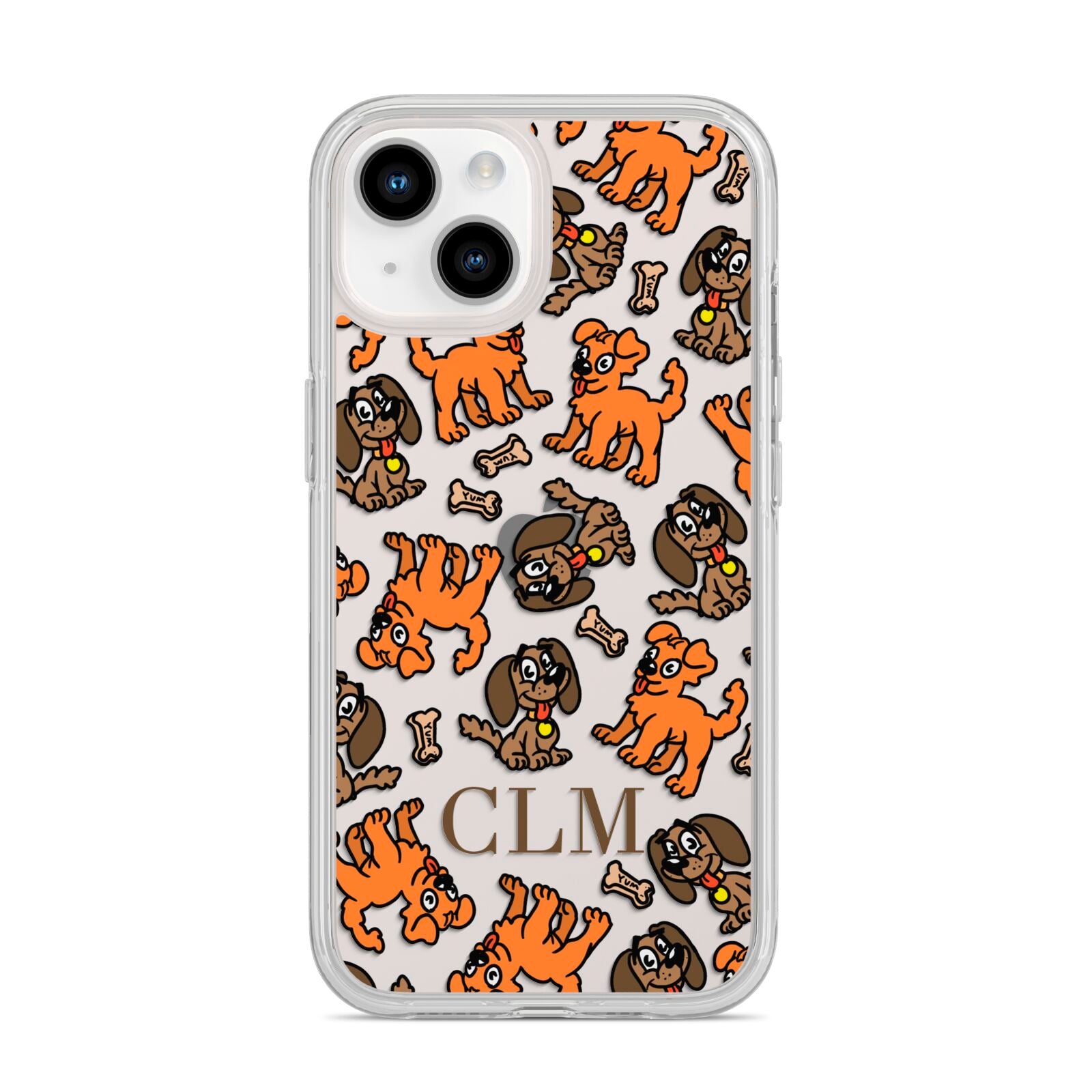 Personalised Dogs Initials Clear iPhone 14 Clear Tough Case Starlight