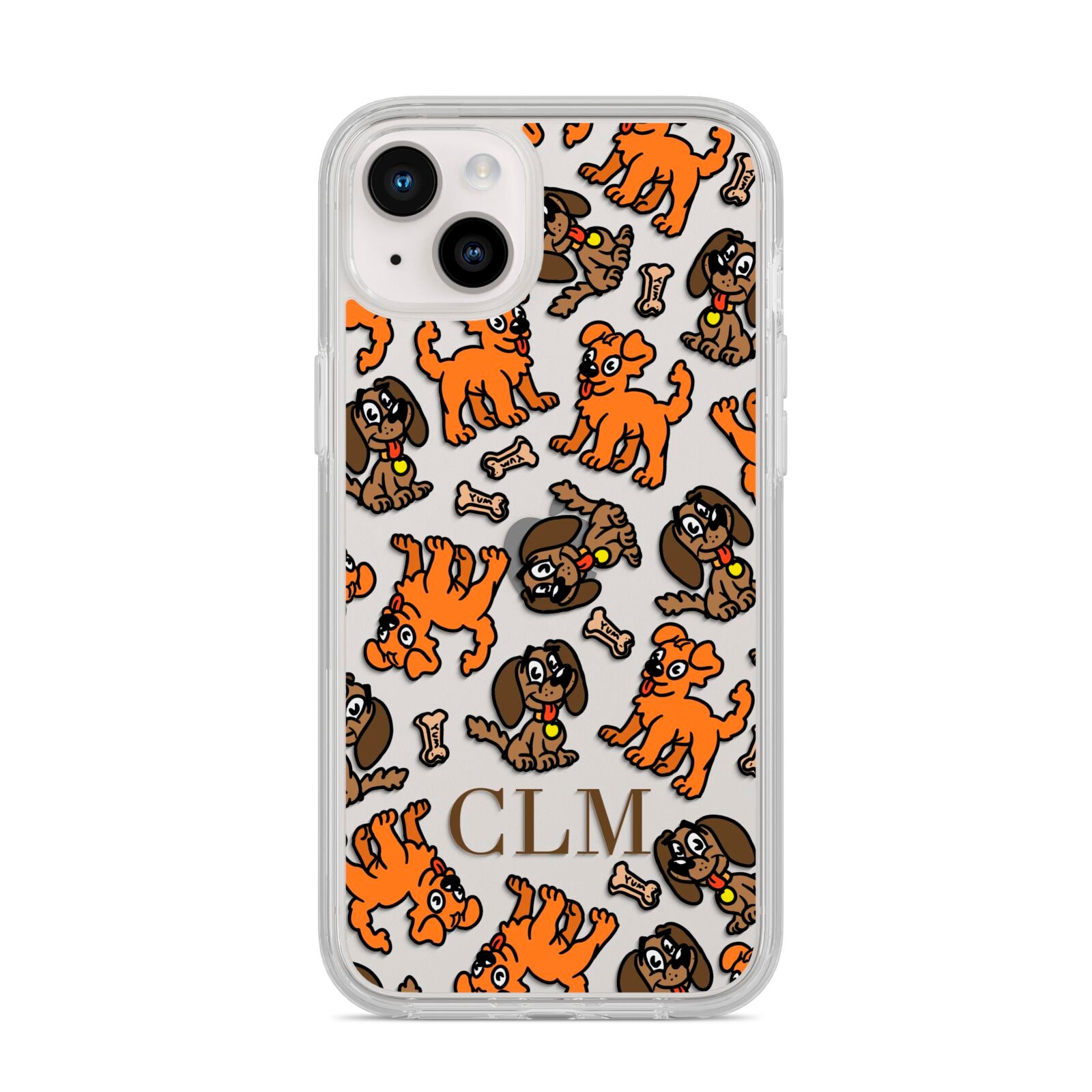 Personalised Dogs Initials Clear iPhone 14 Plus Clear Tough Case Starlight