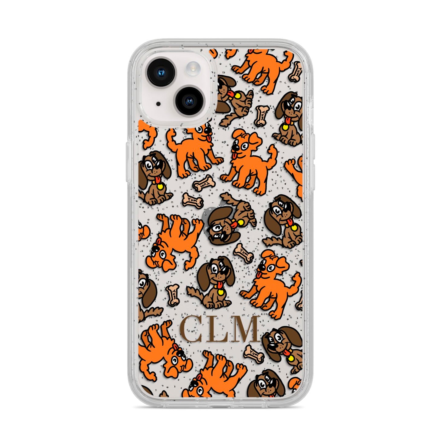 Personalised Dogs Initials Clear iPhone 14 Plus Glitter Tough Case Starlight