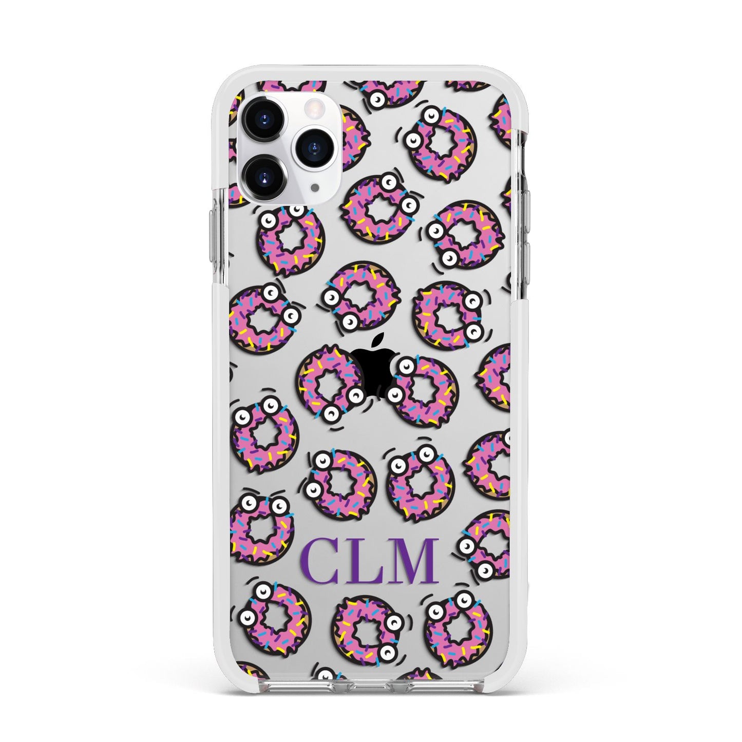 Personalised Donut Initials Apple iPhone 11 Pro Max in Silver with White Impact Case