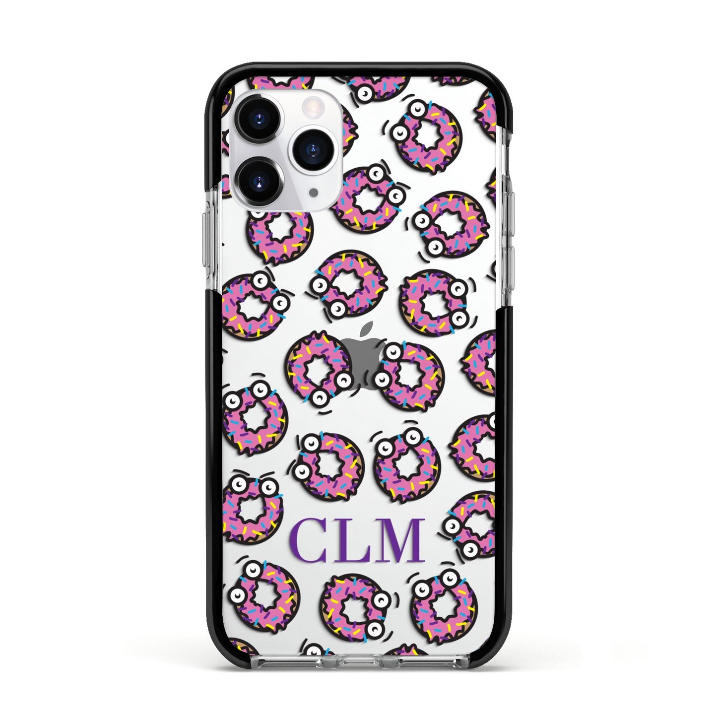 Personalised Donut Initials Apple iPhone 11 Pro in Silver with Black Impact Case