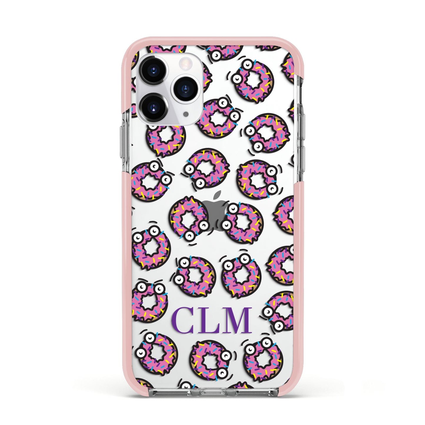 Personalised Donut Initials Apple iPhone 11 Pro in Silver with Pink Impact Case